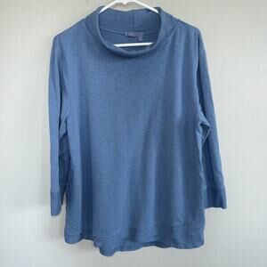 Fresh Produce Women’s Turtleneck 3/4 Sleeve Tunic Sweater Size XL Blue USA